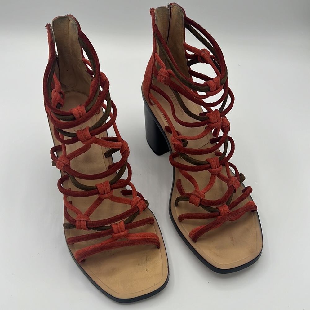 Rag and bone strappy sandal with leather stacked 3”heel Size 37.5